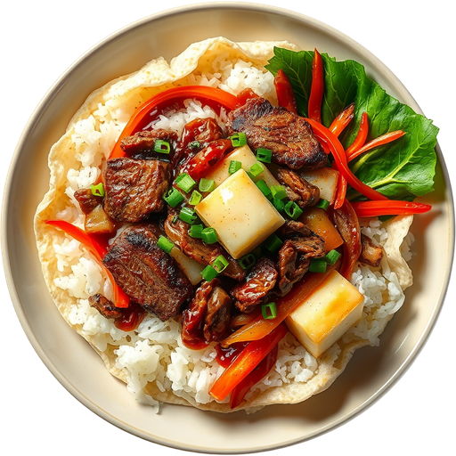 Sukiyaki Rice Wrap dish