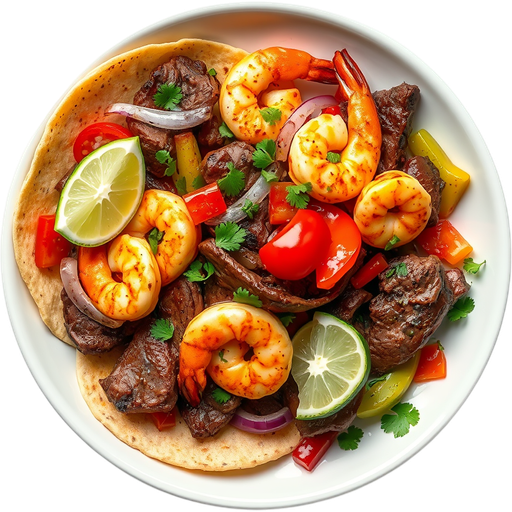 Steak and Shrimp Fajitas dish