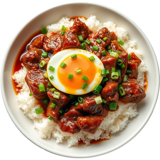 Braised Pork with Egg on Rice dish