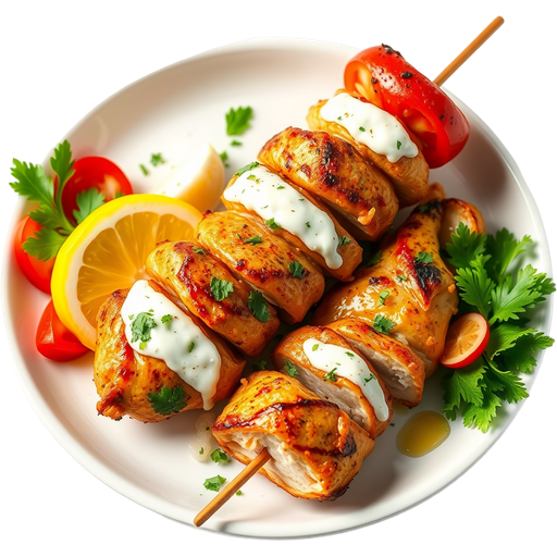 Flat Cut Chicken Kabob Plate dish