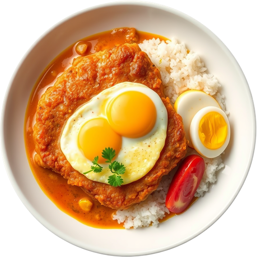 Pork Katsu Curry with Omelette dish