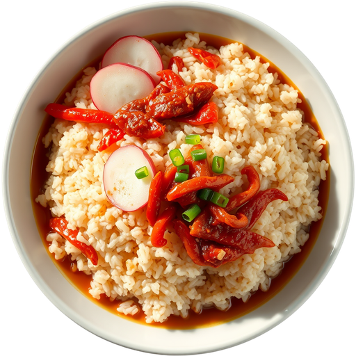 Barley Rice with Young Radish Kimchi dish
