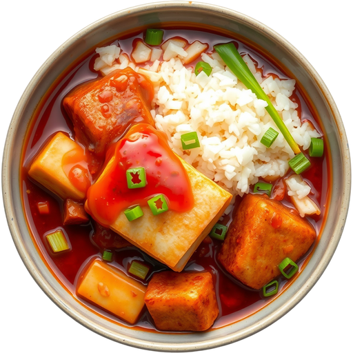 Ramel and Rice Cakes in Spicy Sauce dish