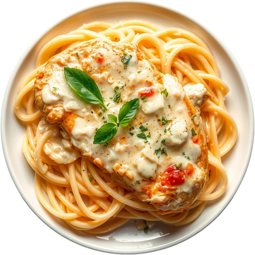 Chicken Alfredo dish