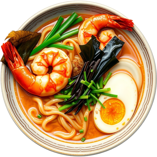 Signature Trio Shrimp Ramen dish