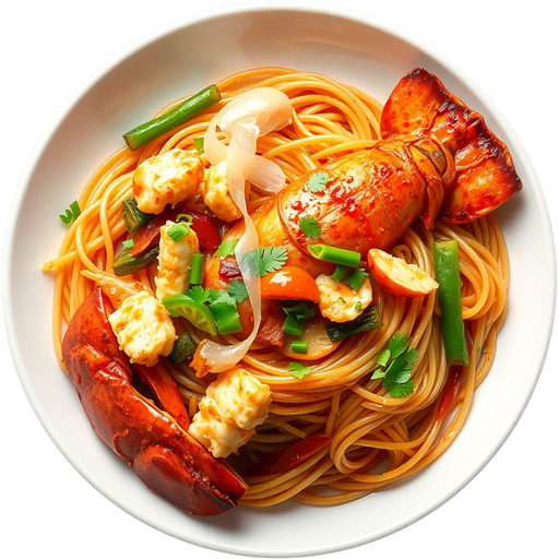 Stir Fry Lobster with Noodles dish