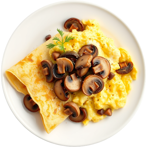 Mushroom Crepe with Scrambled Eggs dish