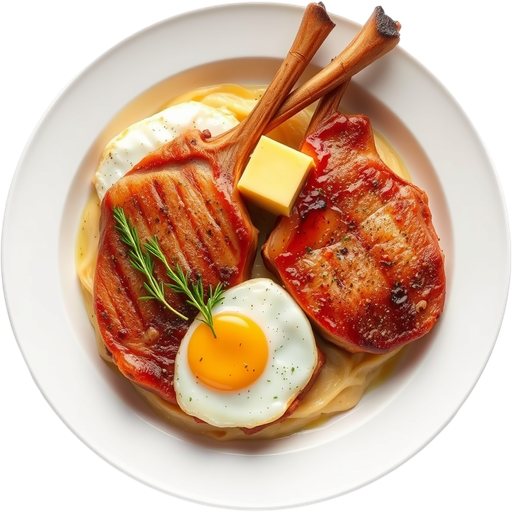 Pork Chops and Eggs dish