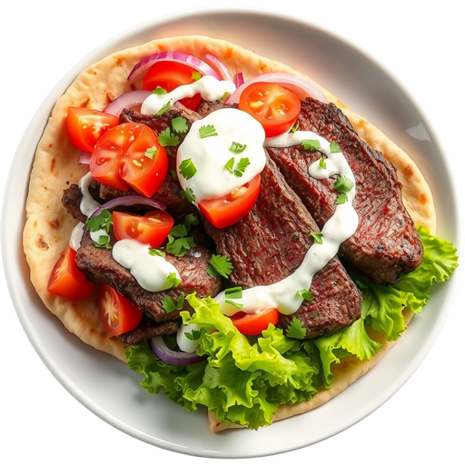 Rib Eye Beef Pita dish