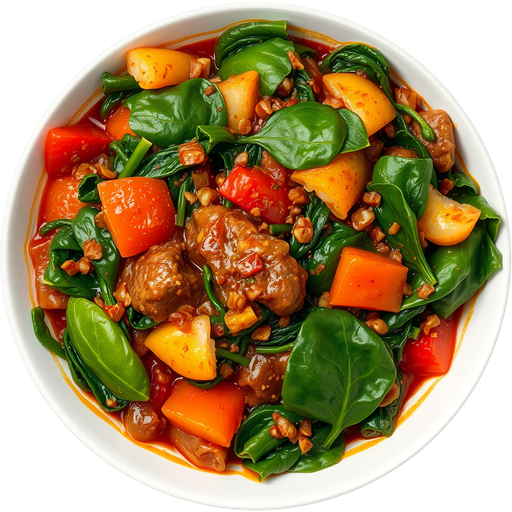Spinach with Beef Stew dish