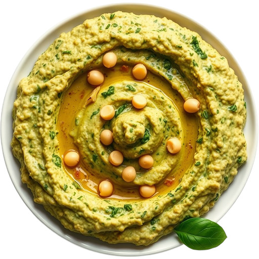 Spinach, Garlic and Artichoke Hummus dish