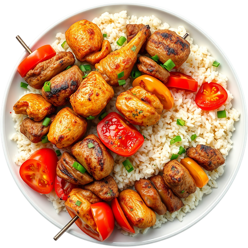 Chicken and Beef Kabob Plate dish