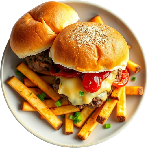 Sliders with Truffle Fries dish