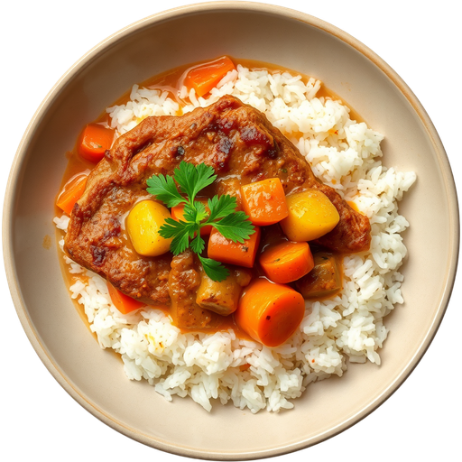 Pork Cutlet with Vegetable Curry dish