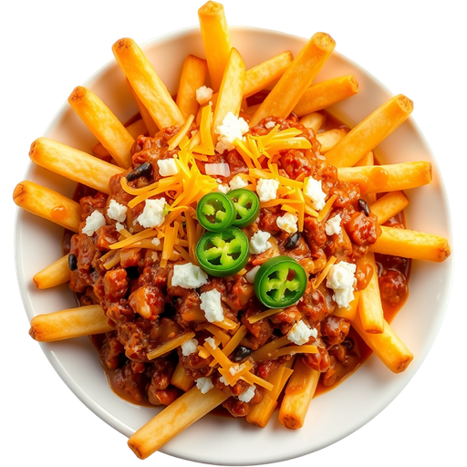 Chili on Chili Cheese Fries dish