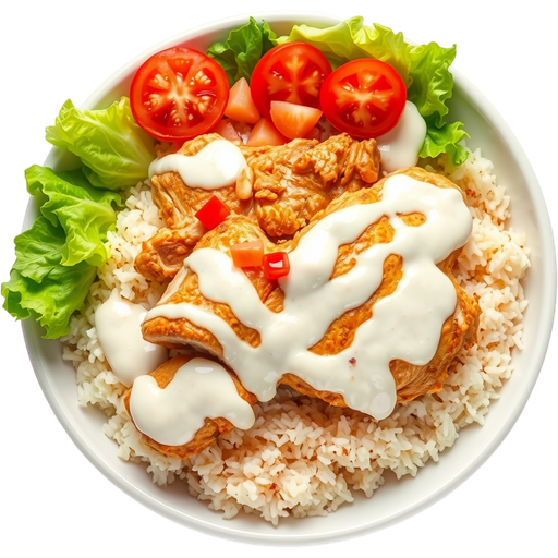 Chicken & Gyro Over Rice dish