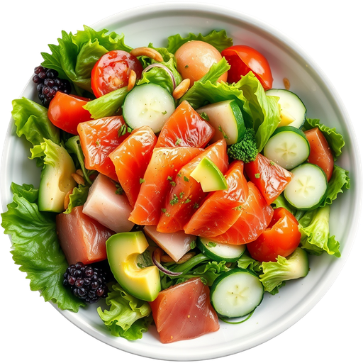Salad with Sashimi dish