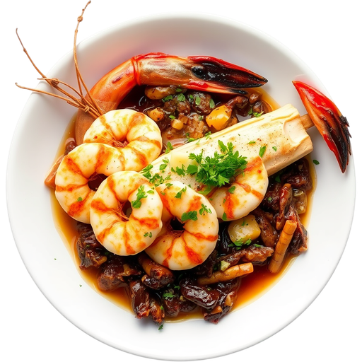 Bone Marrow and Wild Argentinian Shrimp dish