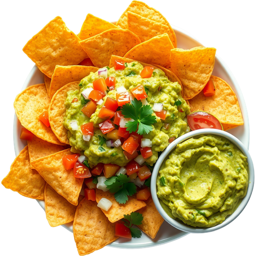 Chips, Salsa and Guacamole dish