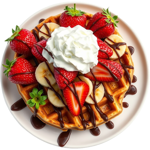 Chocolate Covered Strawberry and Banana Waffle dish