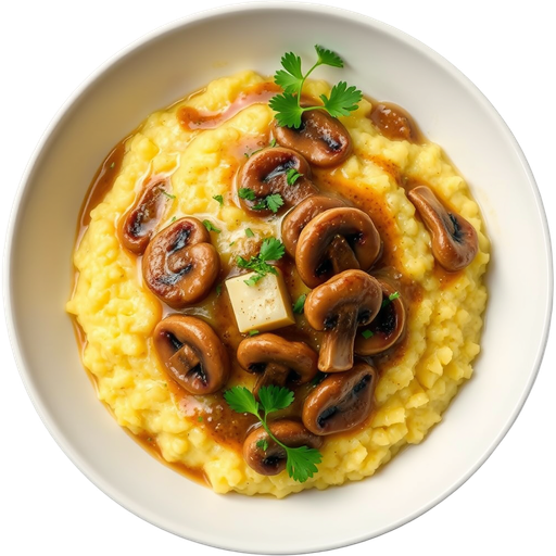 Polenta with Mushroom Marsala Sauce dish