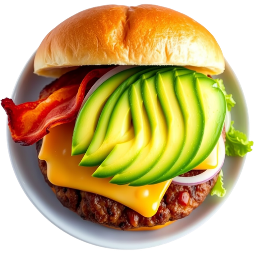 Bacon Cheese Burger with Avocado dish