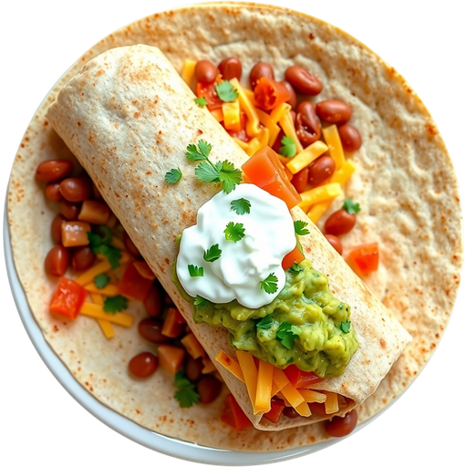 Bean and Cheese Burrito with Guacamole dish