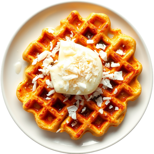Pandan Waffle with Coconut Flakes dish