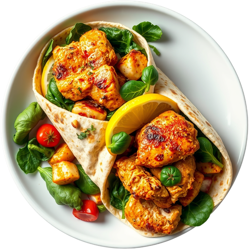 Lemon Chicken and Shawarma Chicken Spinach Wrap dish