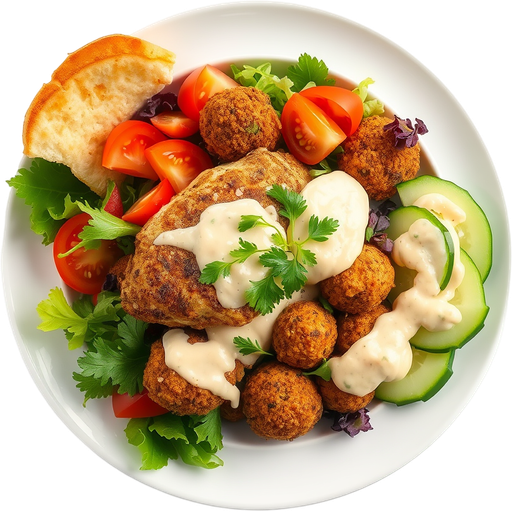 Chicken Shawarma and Falafel Bowl dish