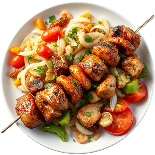 Beef and Chicken Kabob Plate dish