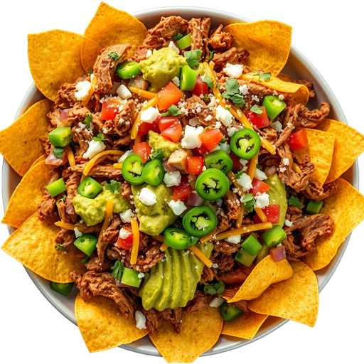 Carnitas Guacamole Nachos dish