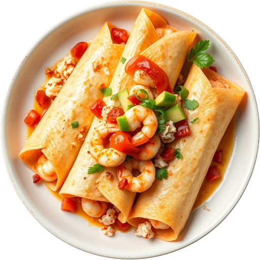 Shrimp and Crab Flautas dish