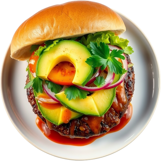 Teri Avocado Burger dish