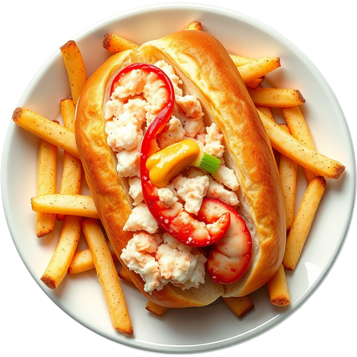 Lobster Roll with Old Bay Fries dish