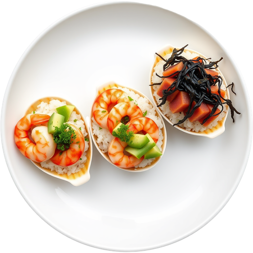 Medium Size 3 Scoops with Scallops, Shrimps, and Ahi Tuna dish