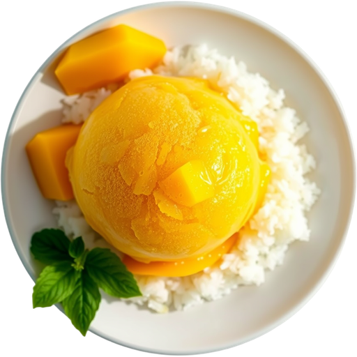 Mango Sorbet with Sticky Rice dish